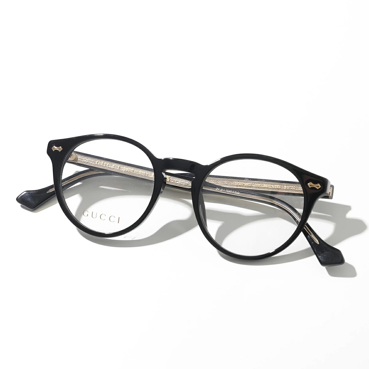 GUCCI グッチ メガネ GG0738O レディース ボストン型 めがね 眼鏡 ロゴ アイウェア 黒縁メガネ 伊達メガネ 001/Black-Black-Transparen