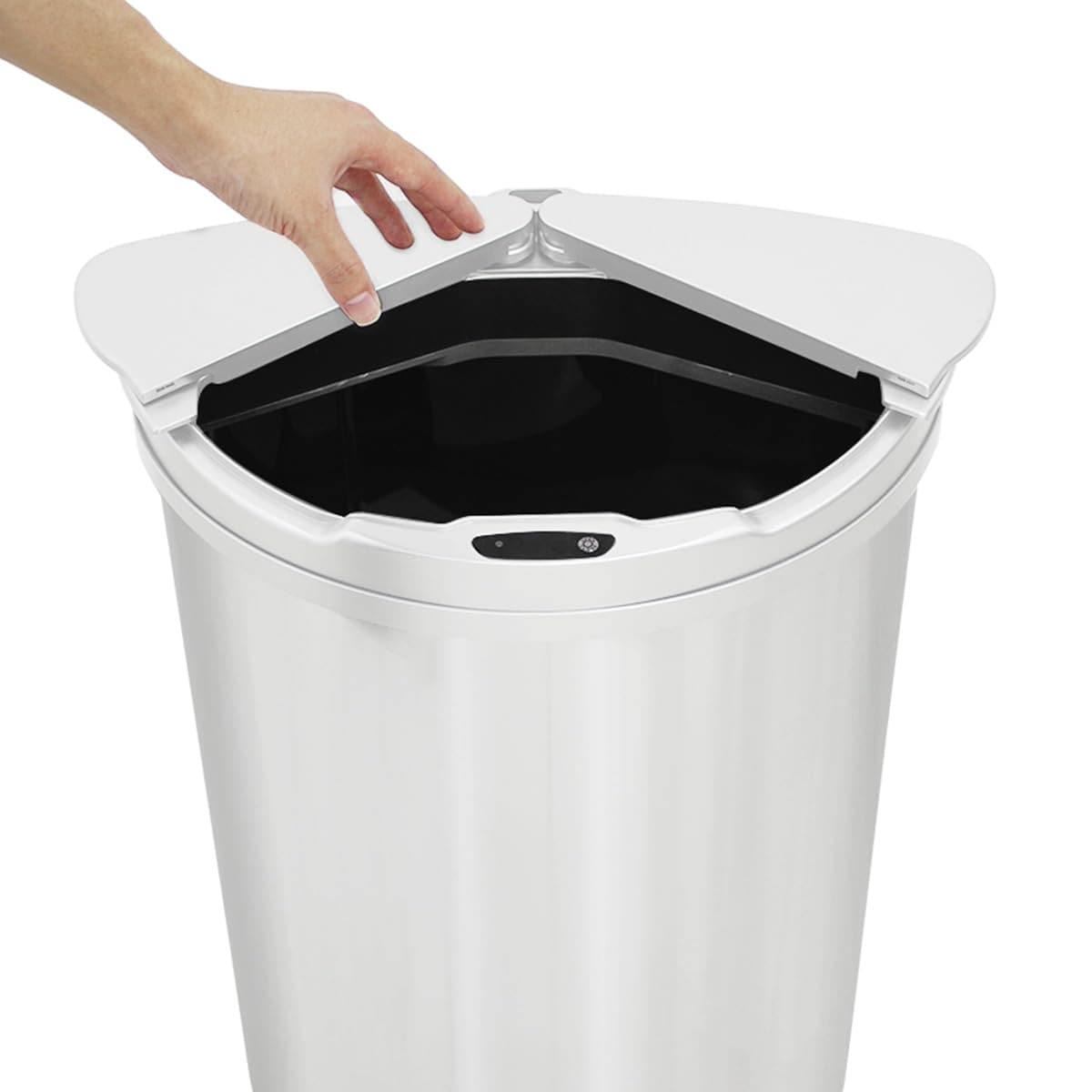 WEIMALL ゴミ箱 45L 47L 自動開閉 ステンレス センサー 横開き 大容量 スリム おしゃれ 電池式 ステンレス キッチン 生ゴミ（ホワイト）