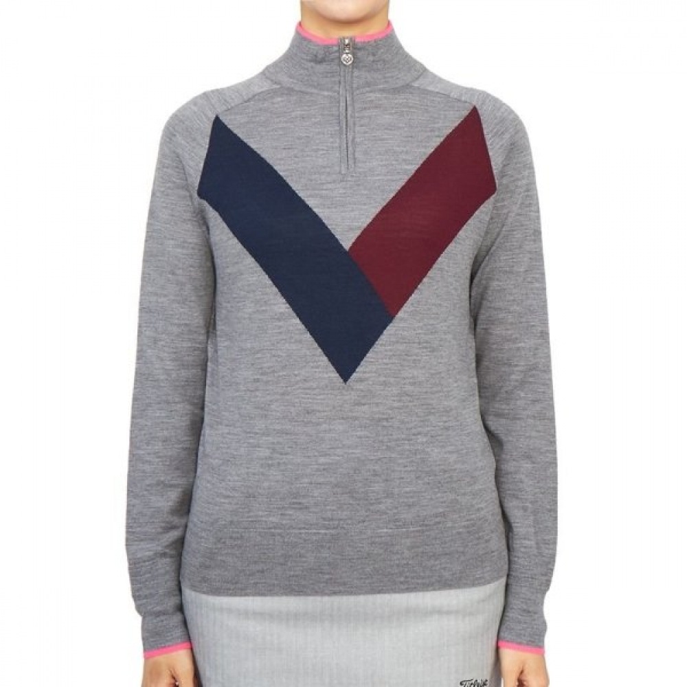 ガレリア G/フォアポアゴルフウェアウィメンズハーフジップアップニット G4LF22S06A HGR