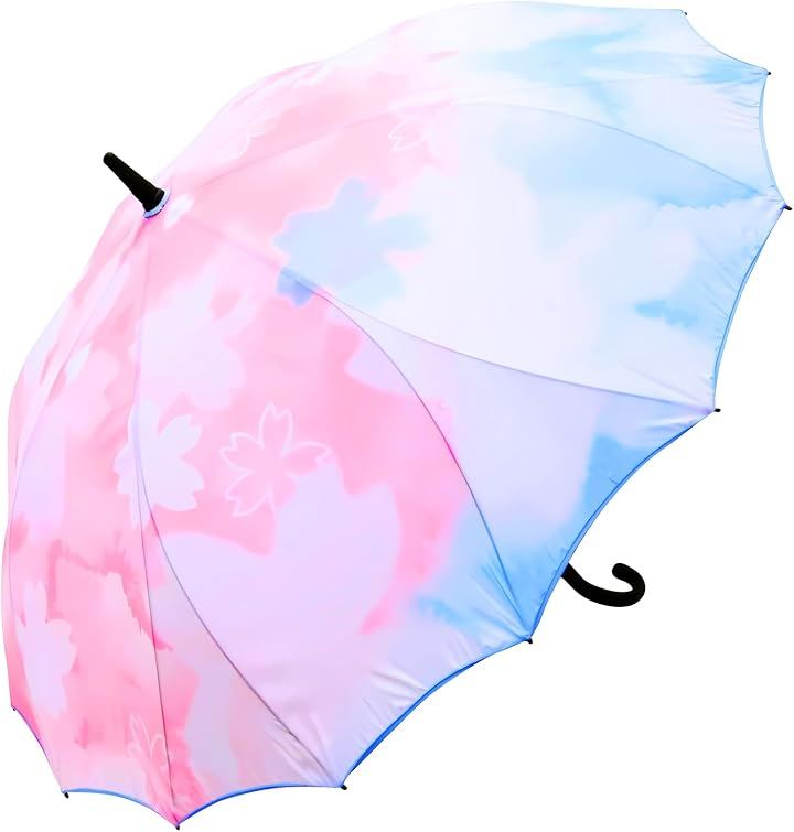 傘 レディース 長傘 桜骨 16本骨 雨傘 日傘 遮光 UVカット率 98％ UPF50+ 晴雨兼用 おしゃれ かわいい 大きい 一枚張り(桜, 60cm)