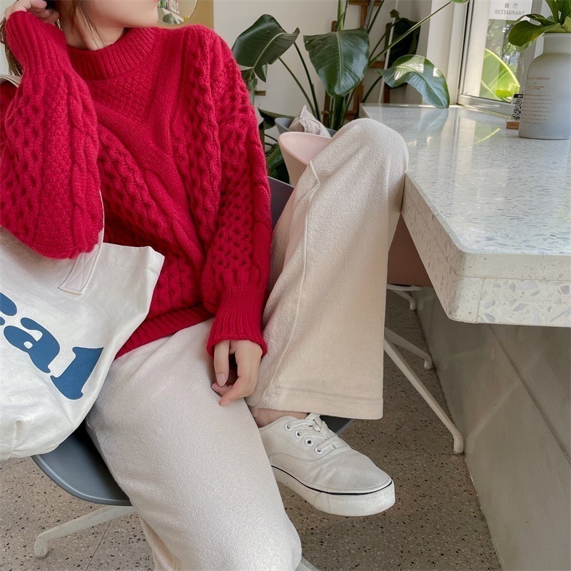 女性用秋冬カジュアルルーズスリムショートニットセータートップス