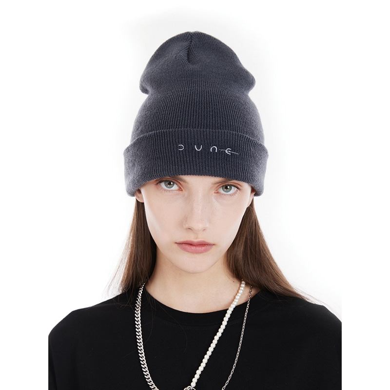 2022高い素材  UL:KIN X DUNE_DUNE Logo Embroidery Beanie_Charcoal ニット帽