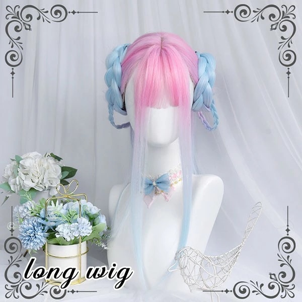 ウィッグ グラデーション lolita レディース フルウィッグ 小顔効果抜群 長髪 ロングウィッグ ゆめ可愛い 原宿風 かつら ぱっつん前髪 コスプレ ロリータ 可愛い ハロウィン COSPLAY