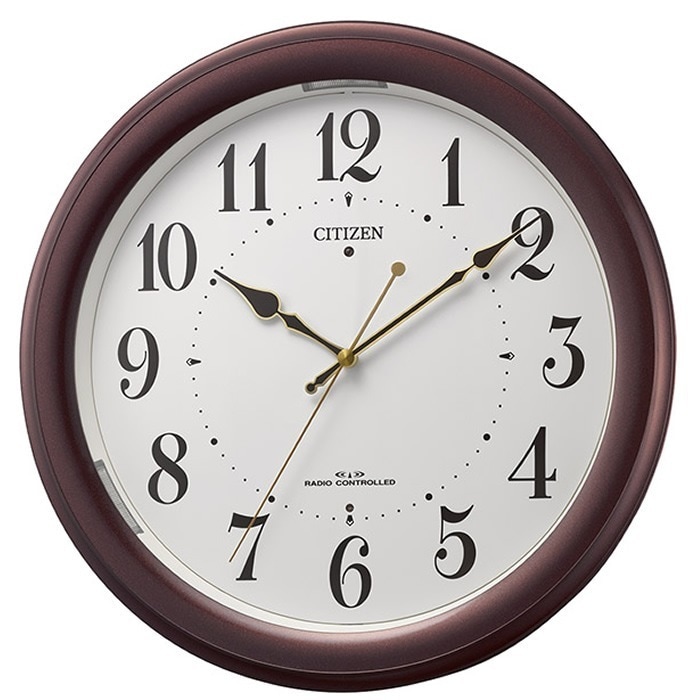 電波掛け時計 暗所自動点灯機能付 アナログ 4MYA36-006 ブラウン