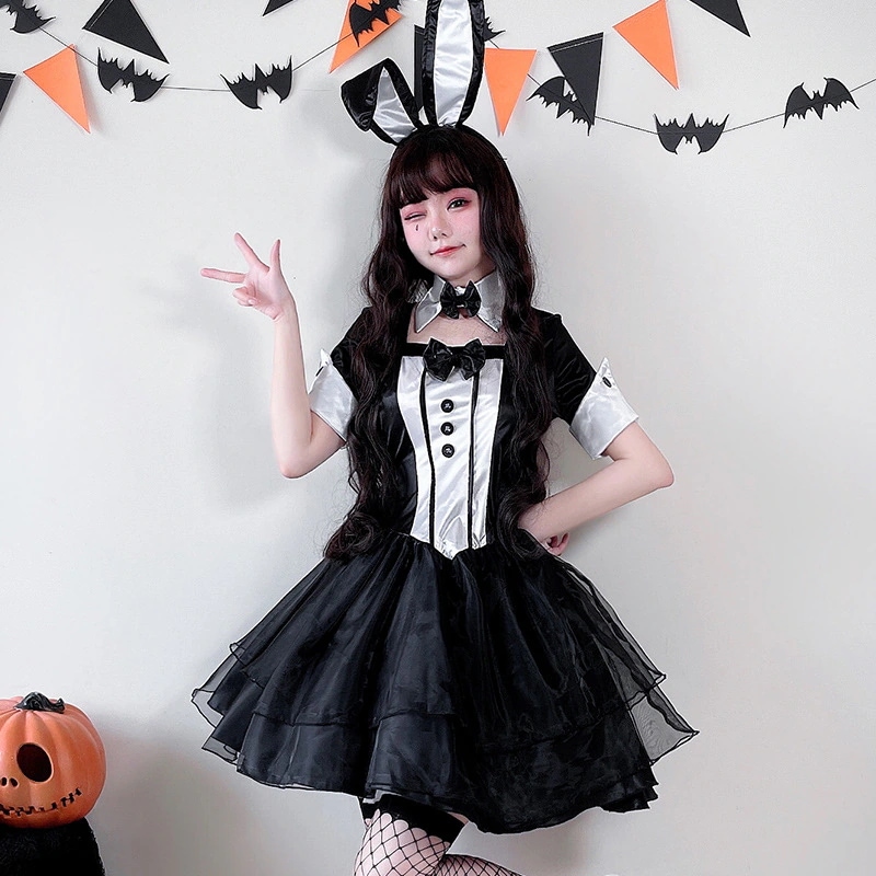 ハロウィン大人用コスチュームナイトクラブバーDSステージクリスマスパフォーマンスコスチュームバニーガールセクシーなふくらみのあるスカート