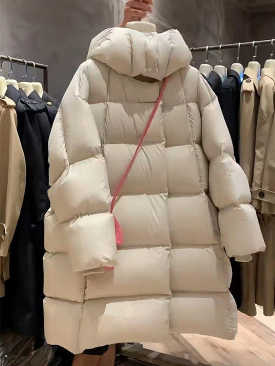 高級大型90ホワイトダックダウンジャケットレディースロングファッション極寒肥厚パフ暖かいルーズジャケット