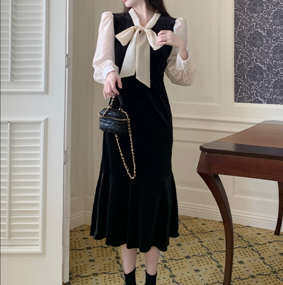 ワンピース デート ミモレ ミモレ丈 袖あり 長袖 かわいい 大人可愛い きれいめ シンプル カジュアル 大人 上品 おしゃれ お洒落 主役級 存在感 春 秋 10代 20代 30代 レディース