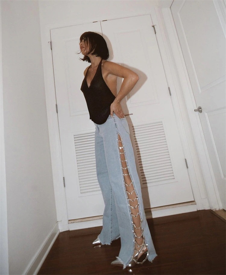 INSスタイル ゆったりする ストレートパンツ スラックス ローウエスト デニムパンツ ドリル ギャル ジーンズ 薄手 夏 上品映え サイドフォーク カジュアルパンツ 5,148円