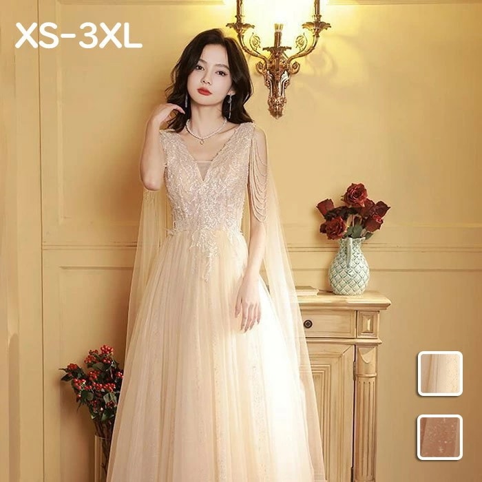 期間限定 ドレス レディース ロング丈 ピアノ 発表会 パーティードレス 結婚式 イブニングドレス Vネック 袖なし フォーマル キラキラ 着痩せ きれいめ 編み上げ エレガント お呼ばれ 二次会 披