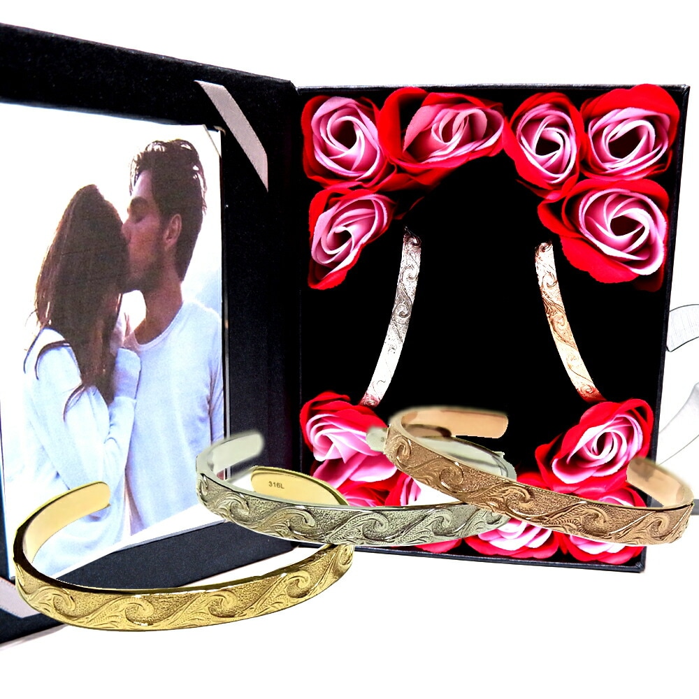 ペアバングル ハワイアンジュエリー スクロール 波 記念日 誕生日 プレゼント ギフト 花 入浴剤 12,893円