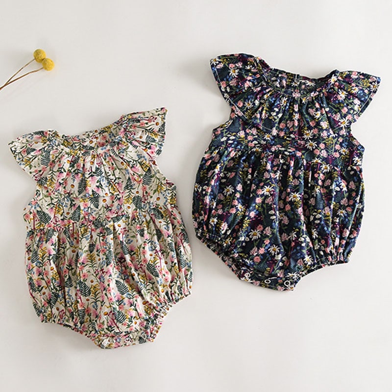 小さな女の子のためのノースリーブの夏のロンパース 93％以上節約 花柄の新生児服 日本最大級の品揃え 新しいコレクション2022