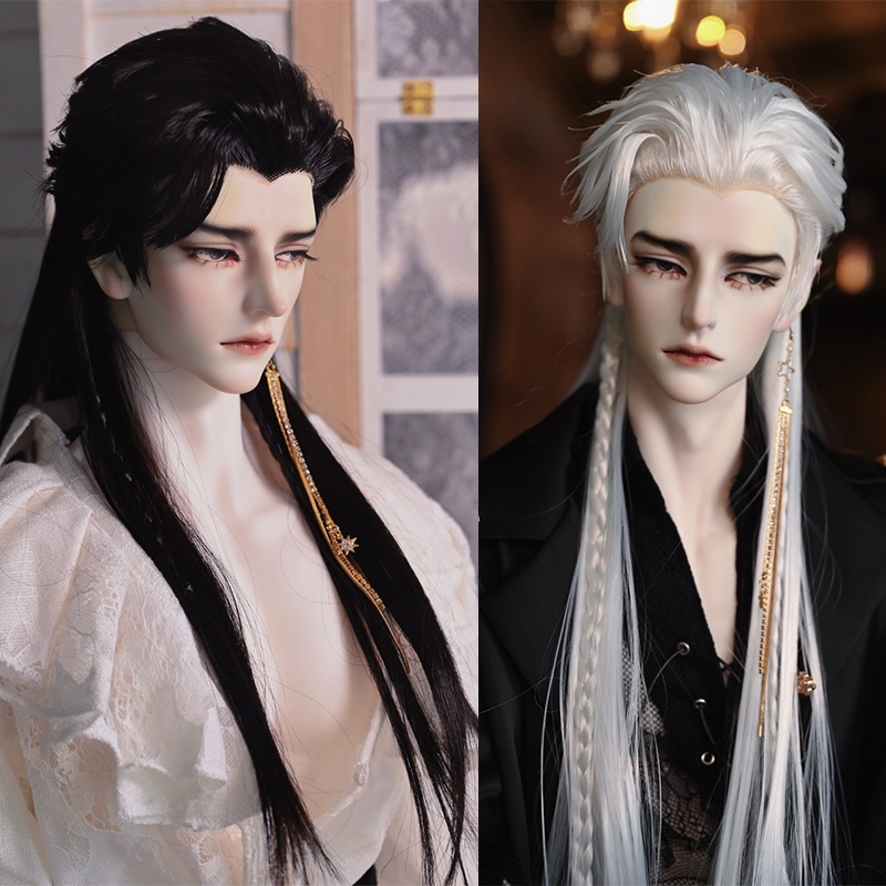 BJD 1/3 ドール用ウィッグ ロング 高温糸 スタイリング 編み入り 黒 白 ワインレッド SD/小顔SDサイズ球体関節人形用ウィッグ