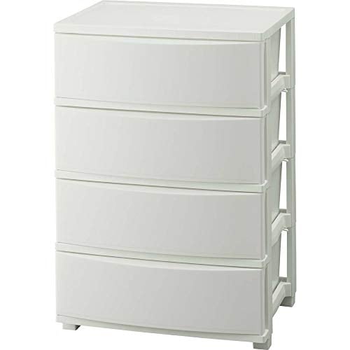 色：2) 強力天板(ホワイト) サイズ：1) 4段 アイリスオーヤマ チェスト 収納ケース スリム