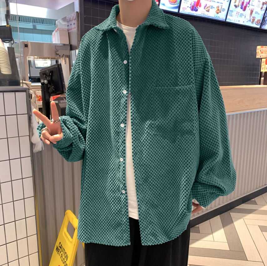 トップス 上着 人気 おすすめ おしゃれ お洒落 激安 安い プチプラ カジュアルシャツ 長袖 ロング レギュラーカラー オーバーサイズ ワイド コーデュロイ ポコポコ 可愛い sh0120