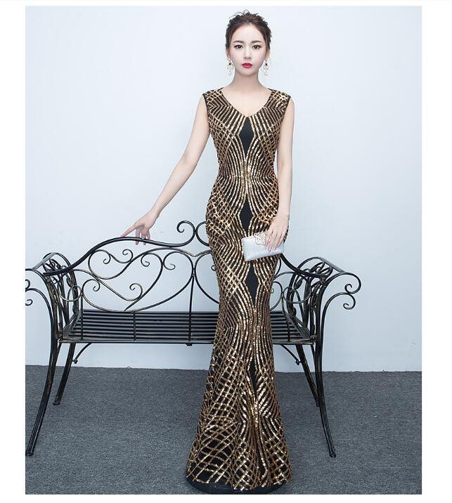 ブラック/レッド Vネックマーメイドドレス ロングドレス ウェディングドレス エンパイア ピアノドレ