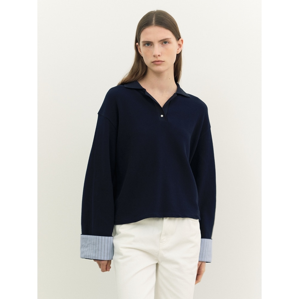 エーティーコーナーソリッドワッフルクロップ T シャツネイビー (AETS4A404N2)