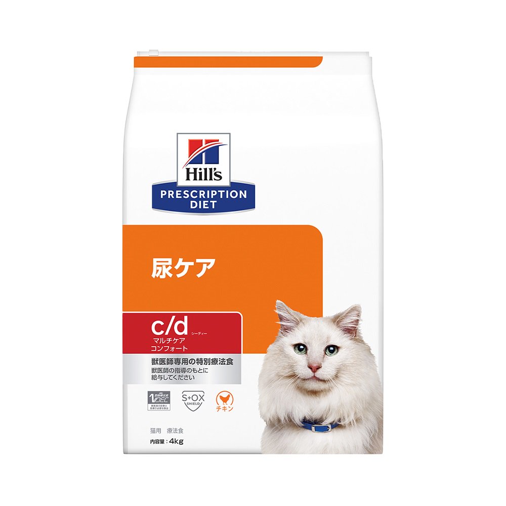 ヒルズ　プリスクリプション　ダイエット　猫用　ｃ／ｄ　マルチケアコンフォート　チキン　４ｋｇ　尿ケア　猫　特別療法食　ドライフード　ＣＲＣ35―01―10―02―00