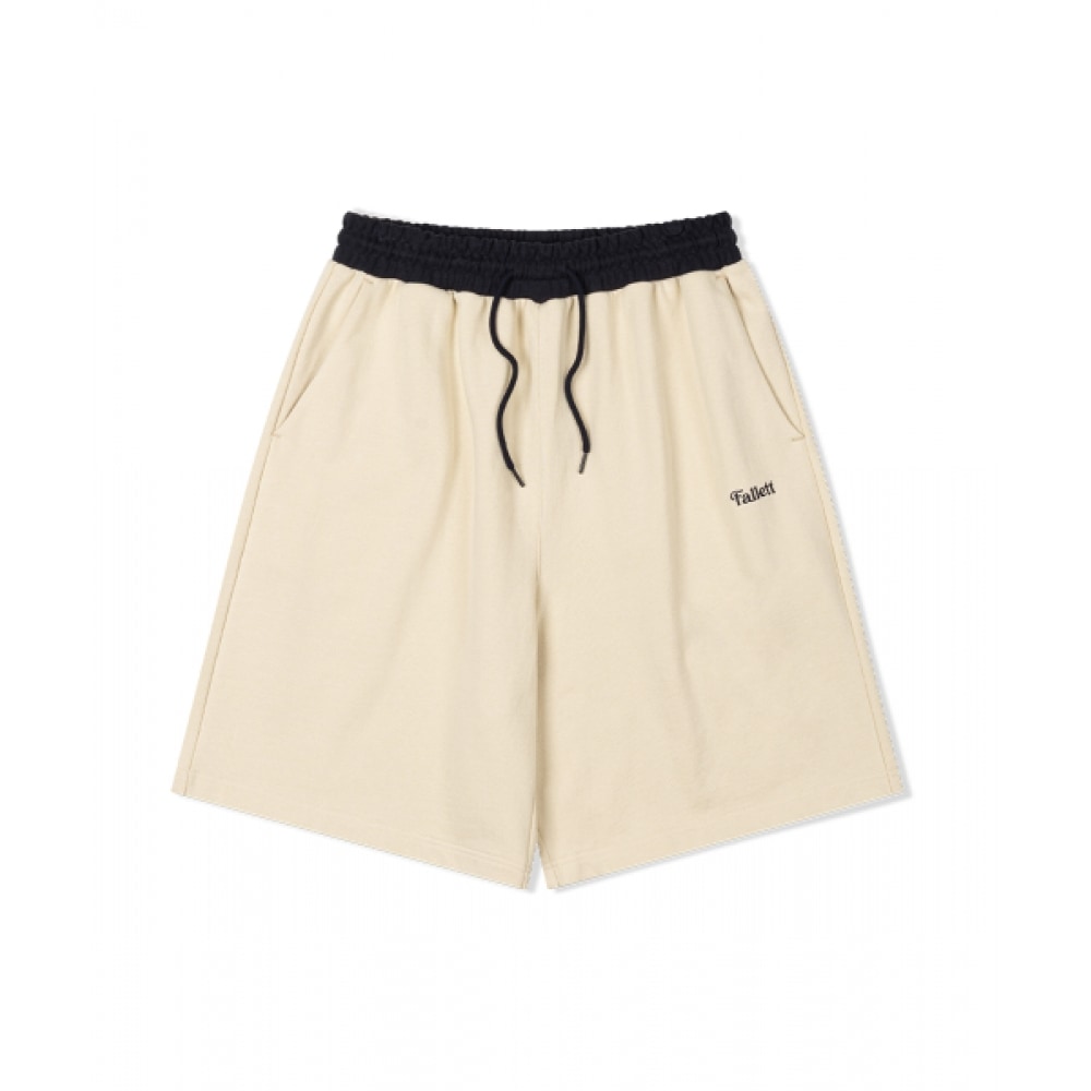 ファレットカラーブロックスウェットショーツベージュ