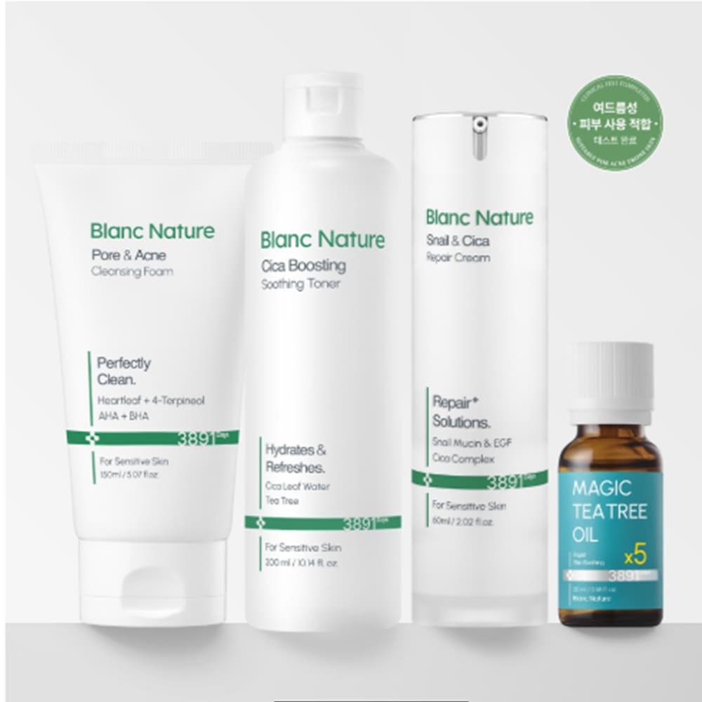 トラブル完璧鎮静 4種セット(アクネクリングフォーム150mlシカトナー200mlトレイルクリーム50mlティーツリーオイル20ml)