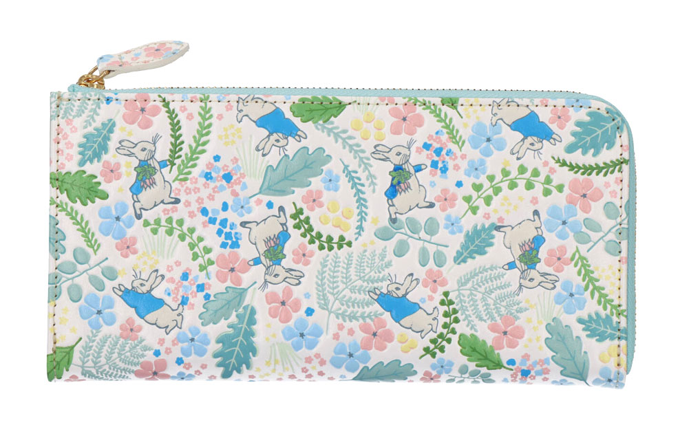 ピーターラビットTM L字ファスナー 長財布 イングリッシュガーデン リニアメドウ 薄い スリム 花柄 フラワー 友禅染 文庫革 江戸小紋 レザー 牛革