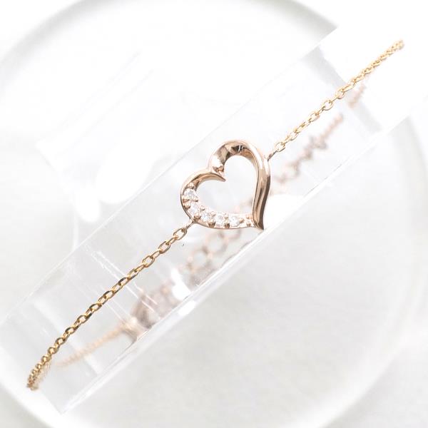 K10 10金 PG ピンクゴールド ブレスレット ダイヤ 約18cm ジュエリー 中古