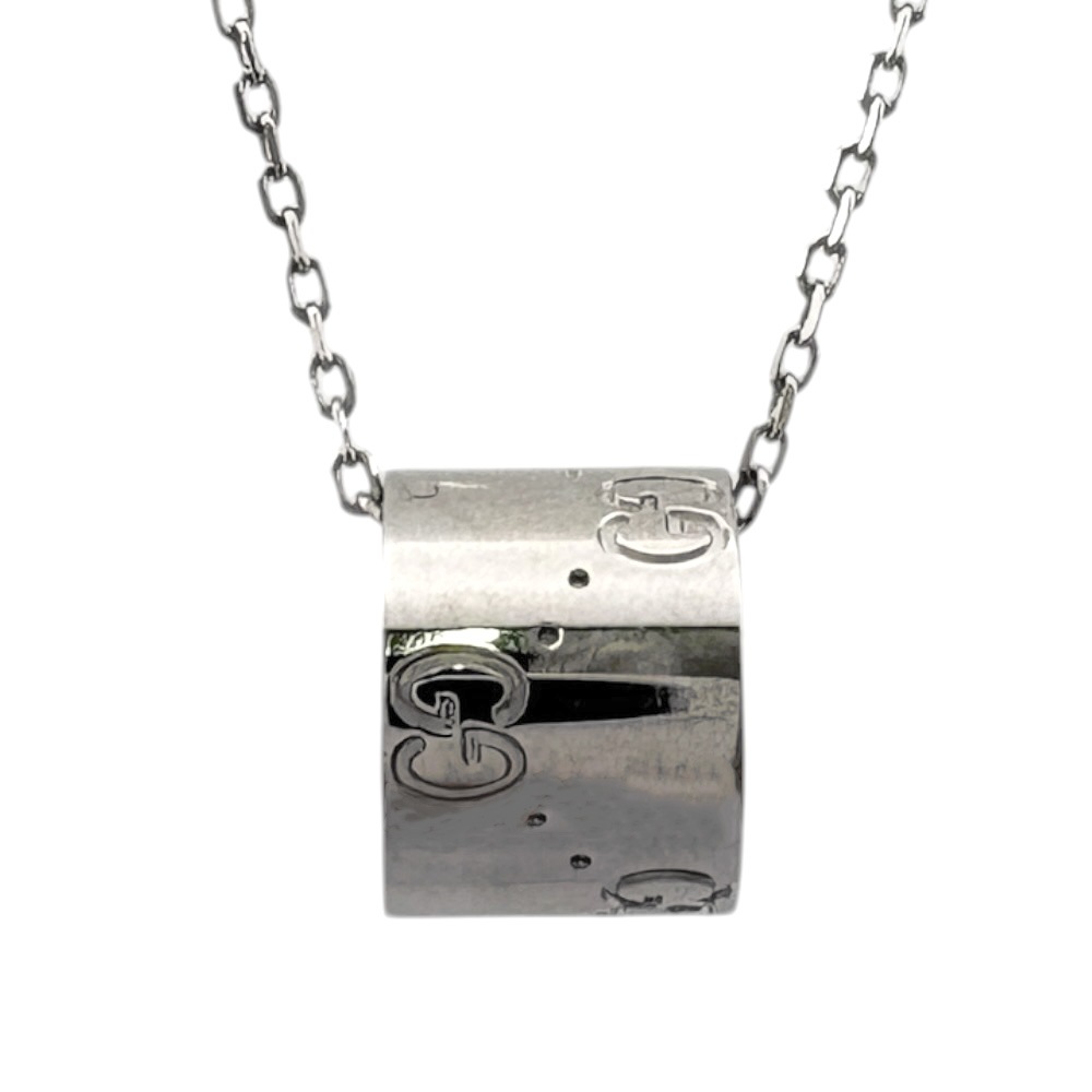 グッチ アイコン ネックレス 18金 K18ホワイトゴールド GUCCI 中古 美品