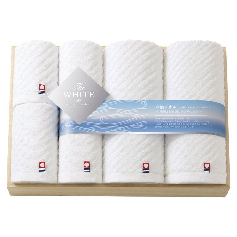 今治 ザ ホワイト 日本製 タオルセット（木箱入）