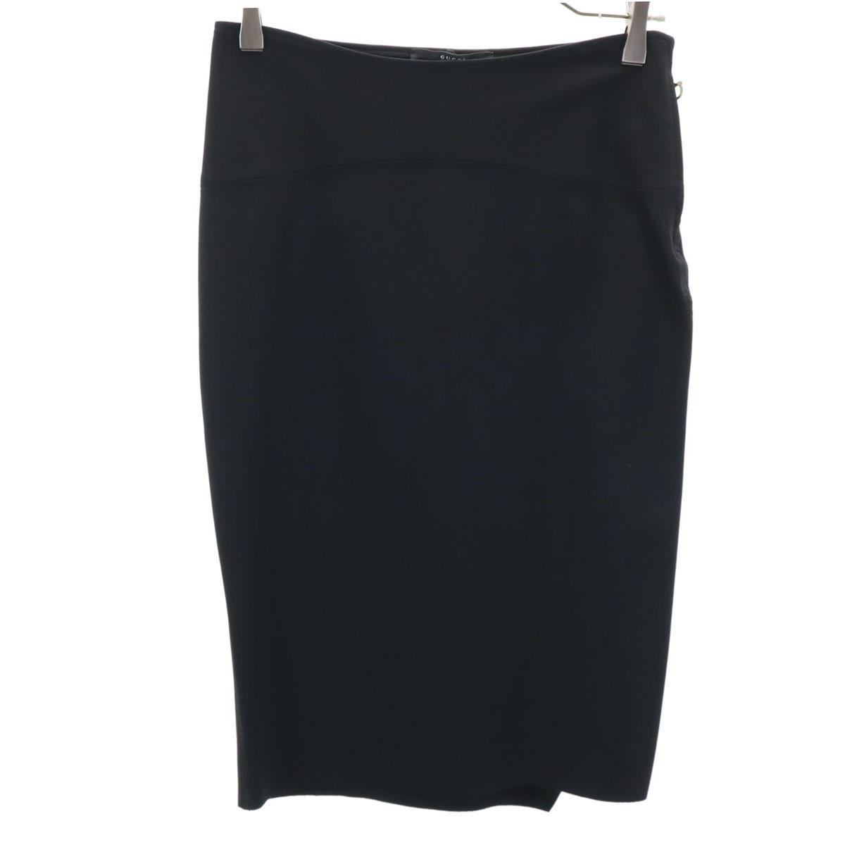 イタリア製 ミモレ丈 タイトスカート M ブラック ストレッチ レディース 古着