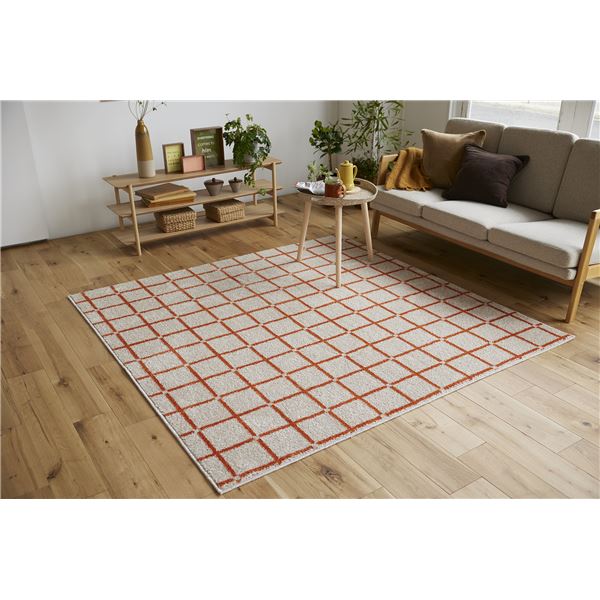 スミノエ 洗える ラグ オセロ 約幅185x長さ185cm オレンジ 日本製