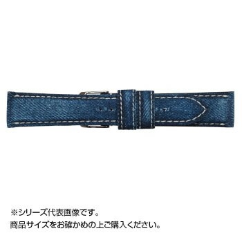 Emitta(エミッタ) 時計バンド 岡山デニム クラッシュ加工 18mm ホワイトステッチ (美錠:銀) EDC-IW18