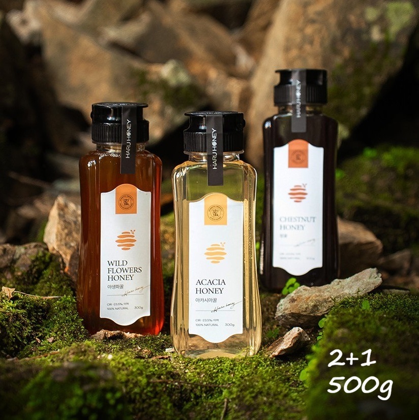 自然蜂蜜100%(アカシア/ 野生花/ 栗)蜂蜜 500g 2 + 1セット