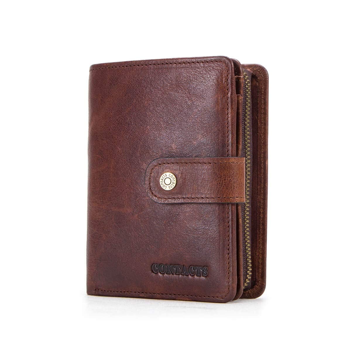 コンタクトズ Contacts メンズ 二つ折り財布 レザー ウォレット サイフ 本革 財布 大容量 たくさんカード収納 ご銭入れ 男性プレゼントに最適