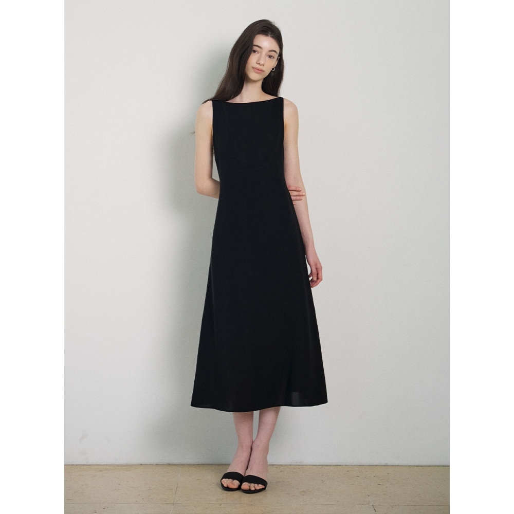 viyul フェミニンノースリーブマキシドレスブラック