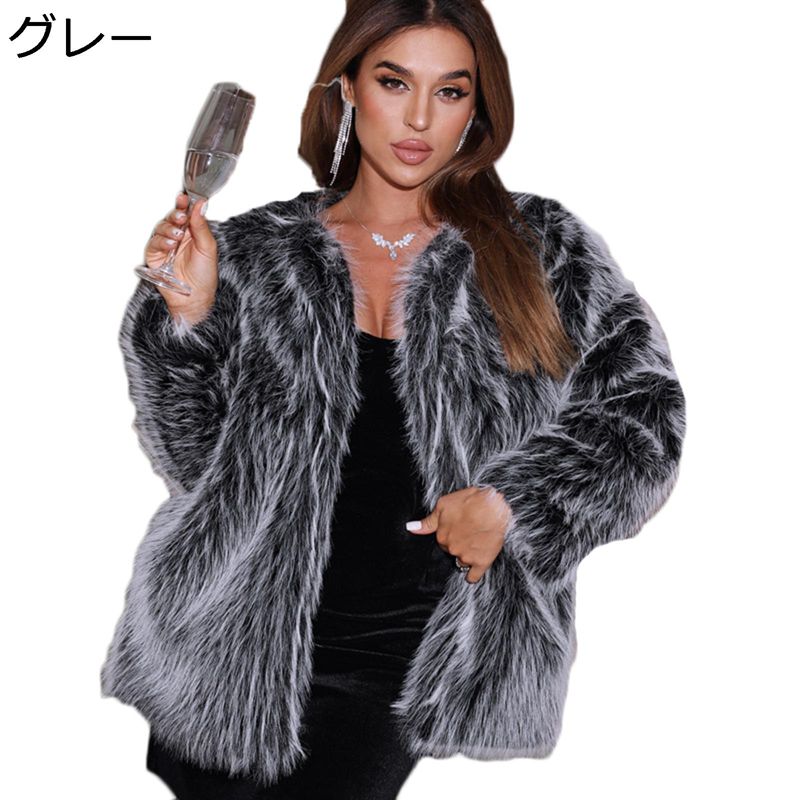 レディースファーコート レディース モコモコ フェイクファー アウター エコファーコート ショート丈コート 秋冬服 韓国風 ギャル 防寒 もふもふ 保温性 アウター 披露宴 二次会 オフィス 11,061円