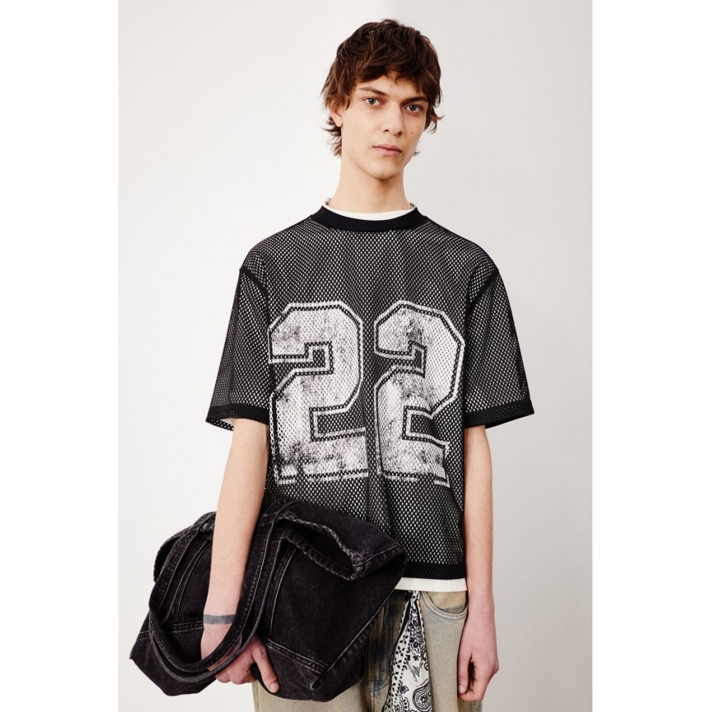 H&M オーバーサイズフィット プリント メッシュ Tシャツ 22