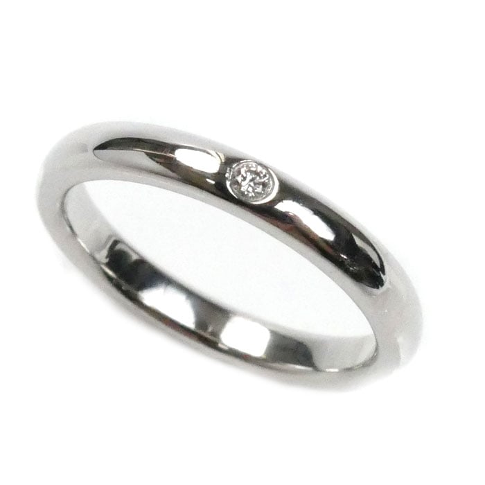 TIFFANY&Co. ティファニー Pt950プラチナ スタッキングバンド 1Pダイヤ リング・指輪 61096841 ダイヤモンド 9号 4.8g レディース 中古 美品