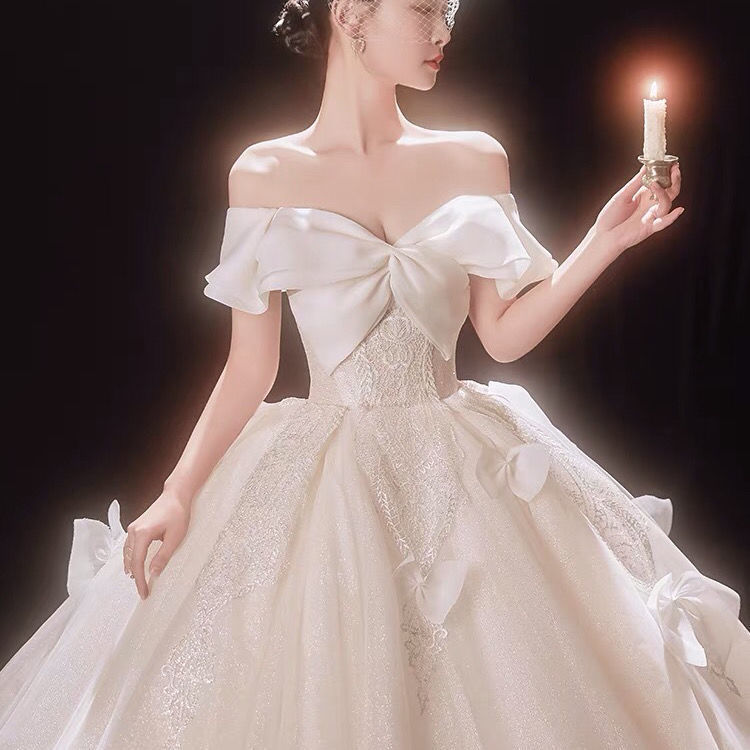 スターウェディング 2025 気質トレーリングワンリボン成人式プリンセス風腕カバー