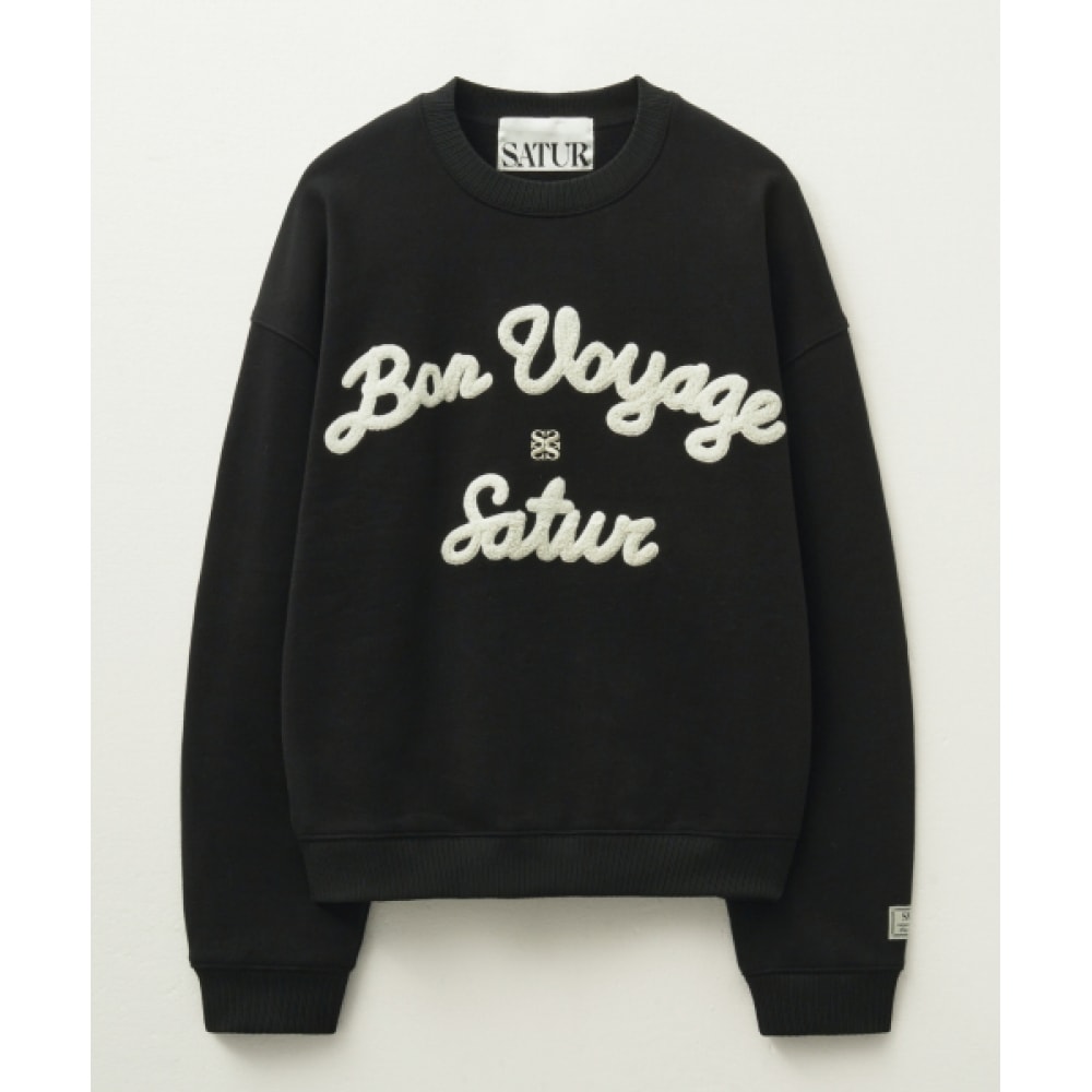 サトゥールボンヴォヤージュブックル起毛スウェットシャツブラック