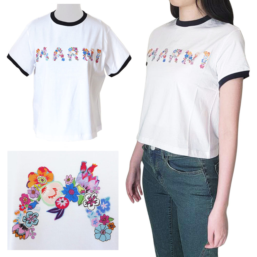 Tシャツ 半袖 キッズ ガールズ 女の子 レディース 大人もOK M01428 M00HZ 0M100 トップス 子供服 HOLIDAY ロゴ フラワー 花柄 ホワイト 2025年春夏新作