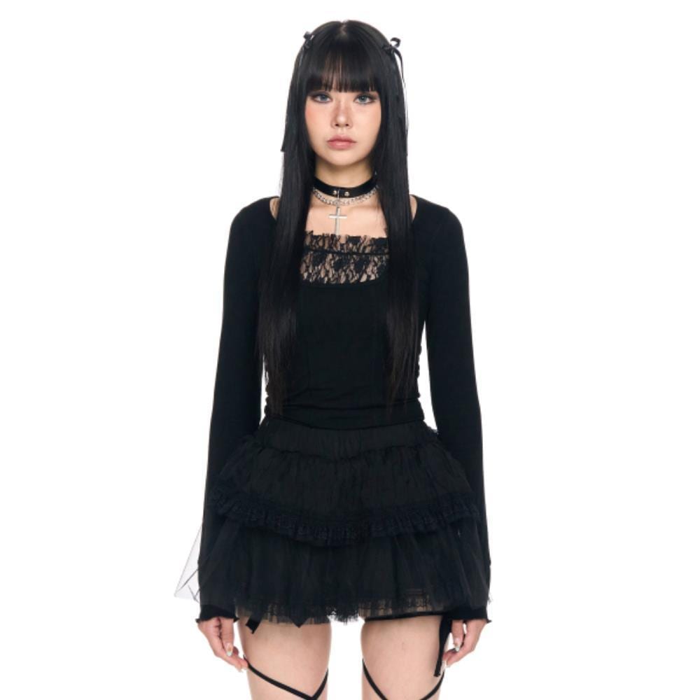 SCHISM INDUCING LACE OJO TOP BLACK SB7TS10BK