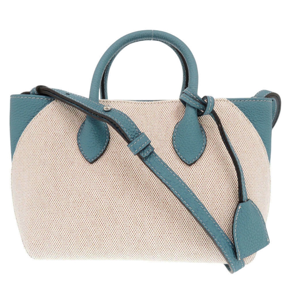 新品同様 ボナベンチュラ 2WAY ミア ミニ BTBC2-BC トートバッグ キャンバス/レザー ブルー 1797【中古】BONAVENTURA レディース