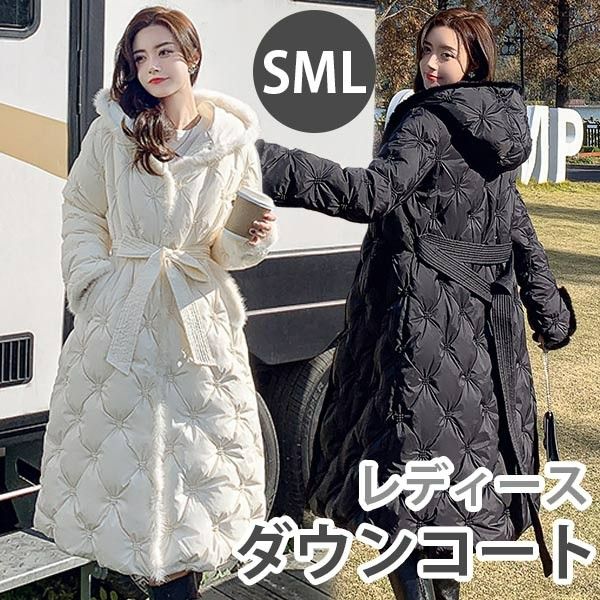 ダウンコート レディース ミモレ丈 冬服 ファー ダウン ダウンジャケット アウター 冬 ファー かわいい 通勤 防寒着痩せ コート 長袖 厚手 防寒 寒さ対策 冷え対策 フード付き ポケット付き 秋