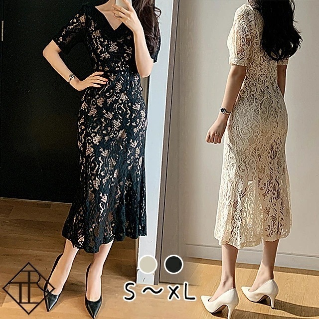 ２点で13o円OFF！【即納】パーティードレス 結婚式 ドレス ワンピース レディース 二次会 お呼ばれ パーティー 大きいサイズ ミディアム Vネック フィッシュテールスカート フォーマル エレガン