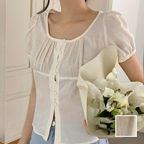 ブラウス シャツ 韓国 ファッション レディース 春 夏 カジュアル コーデ シンプル 定番 セレカジ 20代 30代 40代 2025 デコルテ見せ 切替 ハイウエストガーリー