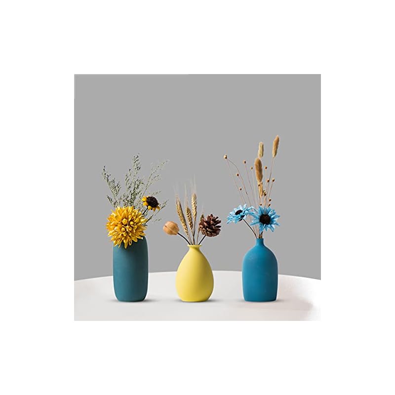 花瓶 陶器 一輪挿し ミニ おしゃれ フラワーベース 3点セット小さめ 和風花瓶 日本 ブラックセラミック 黑 植木鉢インテリア飾り プレゼント (セット-(ABC-3点入り))