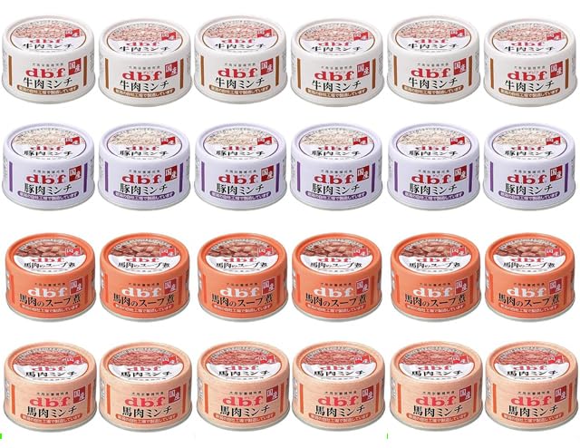 デビフ 缶詰 犬用栄養補完食 65g 4種×6缶 (合計24缶） 詰め合わせセット (牛肉ミンチ・豚肉ミンチ・馬肉のスープ煮・馬肉ミンチ). (26)