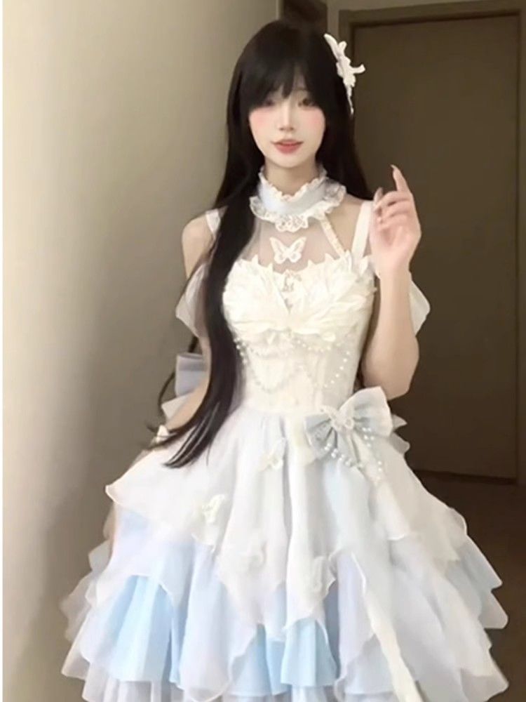 青白白鳥lolitaゴシックワンピース洋服花嫁誕生日ドレスロリータ蓬蓬蓬がプリンセススカートを脱いでいる 9,974円