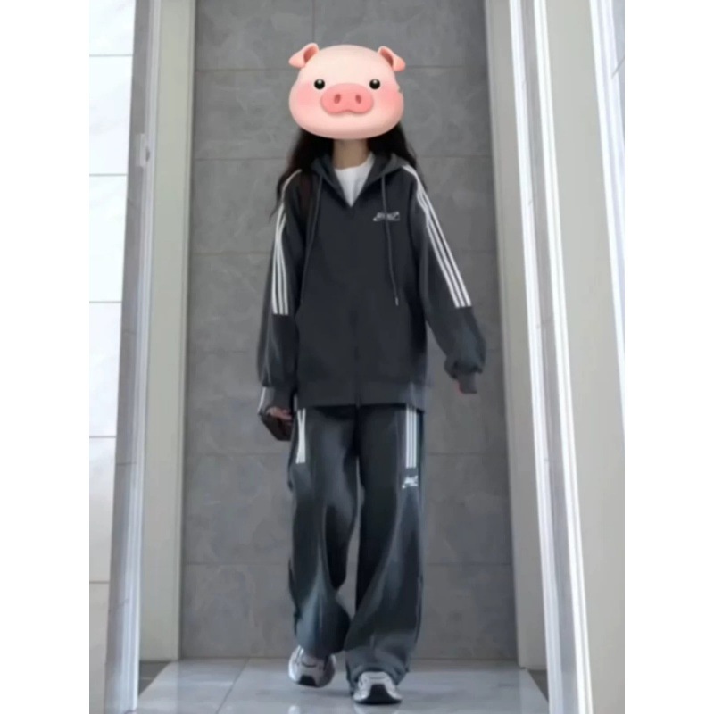 ハイエンドのカスタマイズ-春秋初秋スポーツウェアスーツレディース秋アメリカンルーズカジュアルツーピースセット若くて快適