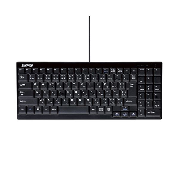（まとめ）バッファロー USB接続有線スリムキーボード ブラック BSKBU14BK 1台(×2セット)