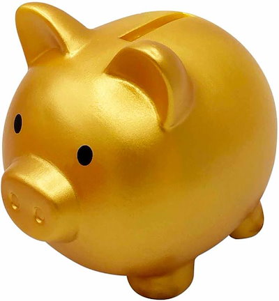 他サイト： 貯金箱 かわいい 豚 500円玉 子供 ブタさん 割れない プレゼント(ゴールド, 小)の商品画像